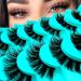 7 Pairs of 3D False Eyelashes Cat Eye Fluffy Volume D Curl Cat Eye Artificial Eyelashes Natural Look Reusable Handmade Faux Mink Makeup Eyelashes (BH02) 7B-D-Curl-H02