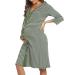 Marvmys Maternity Nightdress For Hospital Breastfeeding Nightwear 3/4 Length Sleeves Nursing Nightgown Button Down Sleep Shirt V Neck Pajama Soft Loungwear For Pregnant Women A-green XL