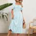 2023 Women's Casual Ruffle Sundress | Smocked Flowy Maxi Dress | Square Neck Plaid | Pink X-Large - Buy Online on SooperMarket.com