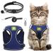 Adjustable cat dishes break -in set cat dishes with a leash outbreak soft inner lining and breathable mesh for cats kitten dogs puppies (navy blue m) m navy blue
