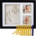 Co Little Baby Handprint & Footprint Kit (Date & Name Stamp) Clay Hand Print Picture Frame for Newborn - Best New Mom Gift - Foot Impression Photo Keepsake for Girl & Boy - White Feet Imprint Mold Black
