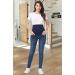 PACBREEZE Women's Maternity Jeans Over The Belly Slim Stretch High Waist Denim Skinny Pants | Dark Blue XXL - Buy Online on SooperMarket.com