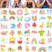 Glitter Summer Tattoos Temporary For Kids Hawaiian Luau Themed Tattoos Tropical Beach Waterproof Tattoos Stickers Pool Party Favors Decoration Supplies For Adults