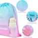 Nidoul Mesh Drawstring Beach Bag with Zipper Pocket - Pink Blue | Ideal for Swimming, Gym & Storage | Adult Kids - Buy Online on SooperMarket.com