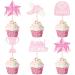 Cyodoos 25 pcs Pink Graduation Cake Toppers Class of 2024 Graduation Cupcake Toppers Congrats Grad and Graduation Party Decorations Pink2