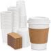 50 Pack White Coffee Cups with White Dome Lids and Brown Sleeves - 12oz Disposable Paper Coffee Cups - To Go Cups for Hot Chocolate, Tea, and Other Drinks - Ideal for Cafes, Bistros, and Businesses 50 12 oz