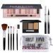 All in One Makeup Kit, Includes 12 Colors Naked Eyeshadow Palette, 5Pcs Makeup Brushes, Waterproof Eyeliner Pencils, Eyebrow Powder and Quicksand Cosmetic Bag, Gift Set for Women, Girls & Teens SET A