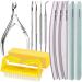 FANDAMEI 12pcs Nail Files Set with Cuticle Nipper Nail File and Buffer Set & Cuticle Pusher Nail Kit 100/180 Nail Buffer Block Nail Scraper Nail Brush Cuticle Remover Tool as Manicure Kit Yellow