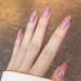 Novo Ovo Medium-Length Oval Almond Dark Pink & Gold Glitter French Tip Press-On Nails | Chrome Artificial Fingernails | Easy Sticking with Glue - Buy Online on SooperMarket.com
