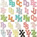 52 Pieces Chenille Letter Patches A-Z Iron on Patches Gold Glitter Border Repair Embroidered Patch for Fabric Clothing Hats Bags Jackets Shirt (Bright Color, Cute Style) Bright Color Cute Style