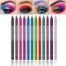 12 Colors Eyeliner Pen Set,Glitter Eyeliner Pencil,Eye Liners for Women Waterproof Colored Eyeliners Long-Lasting Professional Eye Makeup Set for Women 12 Count (Pack of 1) Colorful Set 02