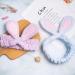 Whaline 4 Pack Easter Rabbit Ear Makeup Headband Set for Women - Coral Fleece Elastic Head Wrap for Party, Beauty Shower - Blue, White, Gray, Purple - Buy Online on SooperMarket.com