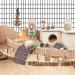 ERKOON Small Animal Chew Toys - Natural Wooden Accessories for Hamsters, Guinea Pigs, Gerbils, Rats, Chinchillas - Boredom Breaker, Teeth Molar Exercise - Play Bridge, Roller, Dumbbells - Buy Online on SooperMarket.com
