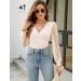 Fayenne Womens Tops Deep V Neck Cross Wrap Sexy Tops Polka Dot Mesh Long Sleeve T Shirt Casual Blouses S Beige - Buy Online on SooperMarket.com