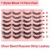 Russian Strip Lashes with Clear Band - D Curl Cat-Eye 12mm Wispy False Eyelashes | 14 Pairs | Heracks - Buy Online on SooperMarket.com