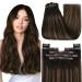 Youngsee clip in Extensions real hair balayage 35cm real hair extensions clip brown ombre medium brown clip in extensions balayage remy hair extensions clip in thick hair for women 120g 35 cm (7Pcs) 1-clip-3- ombre medium brown