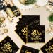 40 Black Napkins for 30th Birthday | Gold Paper Party Napkins 33x33cm | Elegant Decoration for Men Women & Girls - Buy Online on SooperMarket.com