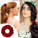 WLLHYF 2 Pcs Velvet Hair Bands Red Scrunchies - Large Size Elastic Ponytail Holders & Wristband Hair Accessories for Girls and Women - Valentine's Day Gift - Buy Online on SooperMarket.com