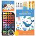 Funto Watercolor Set  48 Color Paint Set  10 Brushes  4 Refillable Water Brush Pens  30 Page Pad(9x12)  Masking Tape  Sponge  Palette  Painting Kit for Kids  Adults  Beginners