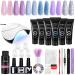 Poly nail gel starter set with 36W UV/LED nail lamp Phoenixy poly nails gel blu purple 6 colors starter set complete with a lower coat and top coat gift gift 02