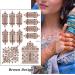 Brown Henna Temporary Tattoo Stickers | 80+ Exquisite Lace, Flower, Mandala, Elephant Patterns | Waterproof Fake Tattoos for Women, Girls | Wedding, Party Decorations | 6Pcs - Buy Online on SooperMarket.com