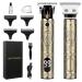 Hair Trimmer for Men, Electric Beard Trimmer, Zero Gapped Cordless Trimmer, Rechargeable T-Blade Trimmer, Professional Hair Clippers for Men, Shaver Hair Cutting Kit with LCD Display, Gifts for Men Gold
