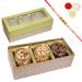 Jaiccha Ghasitaram Rakhi Gifts for Brothers Box with 3 Jars of Chocolate Coated Almonds Roasted Cashews and Pistachios with Pearl Rakhi Box of 3 Jars & Choco Almonds Kaju Pista & Rakhi