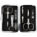Three swords - germany 6 pcs.Manicureset 'Genova' |Set in the nail tui made of real leather black |Contents: nail scissors skin scissors nail clippers glass nail files tweezers sapphire nail file black / real leather