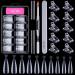 Melliex 100 pieces Dual Nail Forms Set Nail extension Double artificial nail shapes with dual-ended nail brush 10 pieces of nail tips clip and nail file for UV-acrylic nail tool type 2-100 pieces