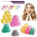 Mabufun Jumbo Hair Rollers Set Hair Rollers Self Grip Curlers For Long Hair No Heat Curlers Heatless Hair Rollers With Clips & Comb 24 Packs (Yellow Pale Red.Green Grey 24Pcs)