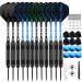 12 Pack Darts Metal Tip Set 22/24 Grams, Steel Tip Darts for Dartboard with Premium Aluminum Shafts, Extra 50 Rubber O-rings 6 Nylon Shafts 24 Flights 12 Spring Rings 16 Flights Protector 1 Tool Kit 12PACK-BLACK&BLUE