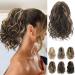 REECHO Ponytail Extension Claw Clip in Ponytail Hair Extensions 10 Inch Short Curly Ponytail Natural Wavy Synthetic Hairpiece for Women Brown with Honey Blonde Highlights 10 Inch Brown with Honey Blonde Highlights