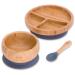 Bubba Bear Baby Bamboo Suction Bowl Plate & Spoon Set | Stay Put Toddler Led Feeding Bowls & Plates | Free Guide to Weaning Grey