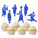 24 Pack 2023 Graduation Cupcake Toppers Glitter Student Class of 2023 Cap Cupcake Picks for Congrats 2023 Boys Girls Graduate Cupcake Decorations Theme Party Supplies Blue student(24 pcs) Blue