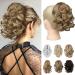 REECHO 9" Short Ponytail Extension Classic Loose Curly Wavy Claw Clip Pony tails Hair Extensions HP001 Hairpieces for Women - Medium Blonde with Blonde Highlights