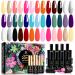 MEFA 23 Pcs Gel Nail Polish Set  Summer Bright White Glitter Nude Pink Red Blue Green Gel Polish Kit All Season Classic Colors with Glossy & Matte Top Base Coat Starter Manicure Nail Art DIY Salon Gift for Women C2-Color...