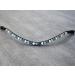Happiness hinge forehead straps in turquoise petrol and white (white opal) - large glitter chats with silver border - hand -sewn in Germany (pony leather color black) pony leather color black