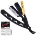 Lisaaz Straight Razors for men 100 Blades Black classic shaving razors for men professional finish mens razors for shaving stainless steel razor blades for men quality navajas para barbero 4.8 inch Matte Black Gold Clip wi