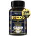 New! 350 Vegan Capsules of Vitamin D3 K2 High Potency 1000 IU D3 (25 mcg) / 120 mcg K2 (MK-7) - Year Long Supply Vitamin D - Helps Maintain Bone & Teeth Health - Formulated With MK-7 Natto Bean For Best Results - Immune System Support Vegan - Made In Cana
