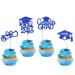 Rsstarxi 24 Pack 2024 Graduation Cupcake Toppers Glitter Congrats Grad 2024 Graduation Cap Diploma Cupcake Picks for Class of 2024 Graduation Theme Party Cake Decorations Blue