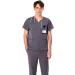 Men's 4-Way Stretch Athletic Scrub Set - Grey V-Neck Top & Cargo Pant - Size Medium - Buy Online on SooperMarket.com
