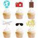 Cyodoos 24 PCS Travel Bon Voyage Airplane Cupcake Toppers Airplane Suitcase map Cake Topper Picks for World Awaits Travel Themed Party Birthday Party Baby Shower Wedding Party Decorations