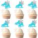 Rsstarxi 24 Pack Ice Skating Cupcake Toppers Glitter Winter Snowflake Ice Sports Theme Cupcake Picks for Skating Theme Baby Shower Kids Birthday Party Cake Decorations Supplies Blue Design 1 Blue