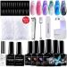 Morovan Gel Nail Polish Kit with U V Light - Gel Polish Kit Cat Eye Gel Nail Polish Black Solid Gel Liner Nail Polish Base Gel Top Coat Gel Nail Polish Set
