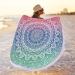 Oversize Round Mandala Beach Towel Blanket, Circle Microfiber Bohemian Boho Quick Dry Super Water Absorbent Towel, Hippy Gypsy Yoga Mat Picnic Table Mediation Throw Tapestry with Tassel Ultra,59 Green Pink Mandala Beach Towel