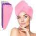 HOMERHYME Hair Drying Towel 3 Pack Hair Wrap Quick Dry Towels Highly Absorbent Adjustable Soft Hair Towel Anti Frizz Hair Turban with 2 Buttons & Elastic Loop for Drying Wet Curly Long Hair