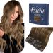 FSHINE CLIP in Extensions real hair ombre 120gram remy real hair extensions clip hair extension 100% human dark brown with caramel blonde balayage clip extensions real hair 7 stucco 40cm #4/4 2.1 clip #4/27/4 40cm