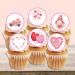 PRECUT Pink Valentines Day Cupcake Toppers Love You Edible Cake Topper Edible Valentine Cake Decorations Proposal Decorations Engagement Cake Decoration Cute Anniversary Cake Toppers (24)