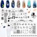 Niceneeded Starry Sky Nail Art Stamp Plates Set 5 pieces of nail stamp templates with nail stamp and nail scrap Moon Star Tieregelplatte style 2