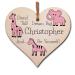The Plum Penguin Personalised Handmade Wooden Hanging Heart Plaque Gift Be Brave Dream Big And Be Yourself new baby present new parents pink safari animals nursery wall decoration Pink Safari Animals - Personalised